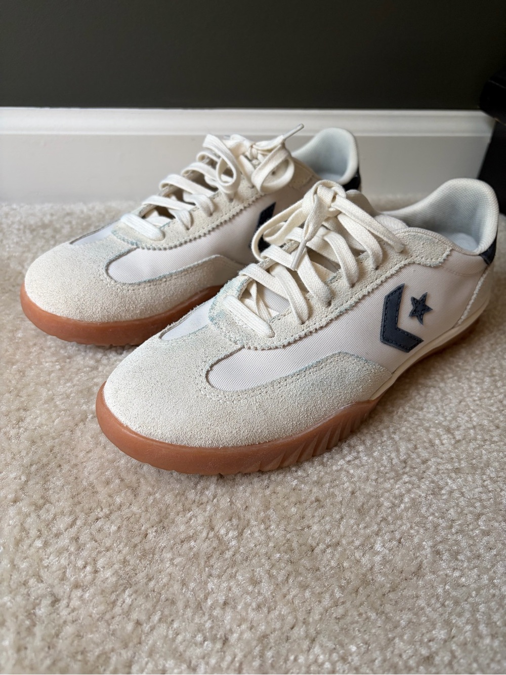 Converse All Star Cream Suede & Mesh Sneakers with Gum Sole